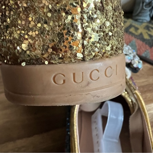 GUCCI Rare ‘Falacer’ Gold Glitter Cupid Heart Sneakers EU38 - Picture 13 of 15